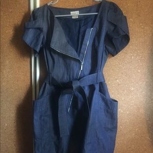 Karen millan puffy sleeves denim dress